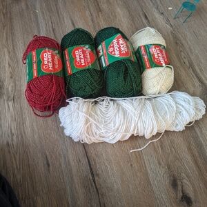 Red Heart Yarn Bundle - Red, Green, White